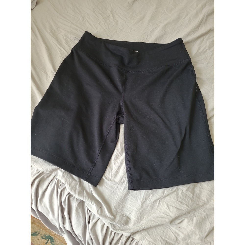 Lands End Women SZ S 6/8 black bike shorts 9" inseam yoga workout gym athletic